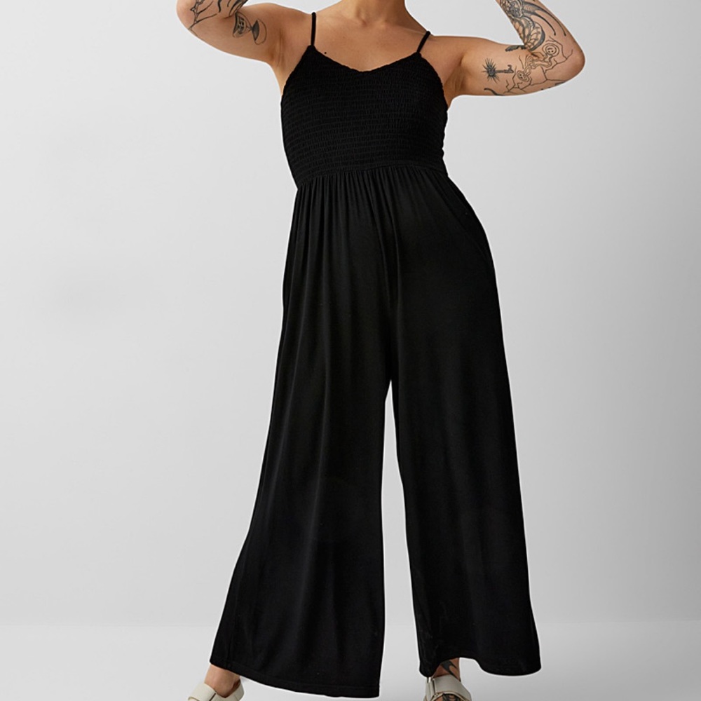 TWIK Black Smocked Jumpsuit